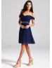 Off Shoulder Chiffon Beads Short Prom Dress 